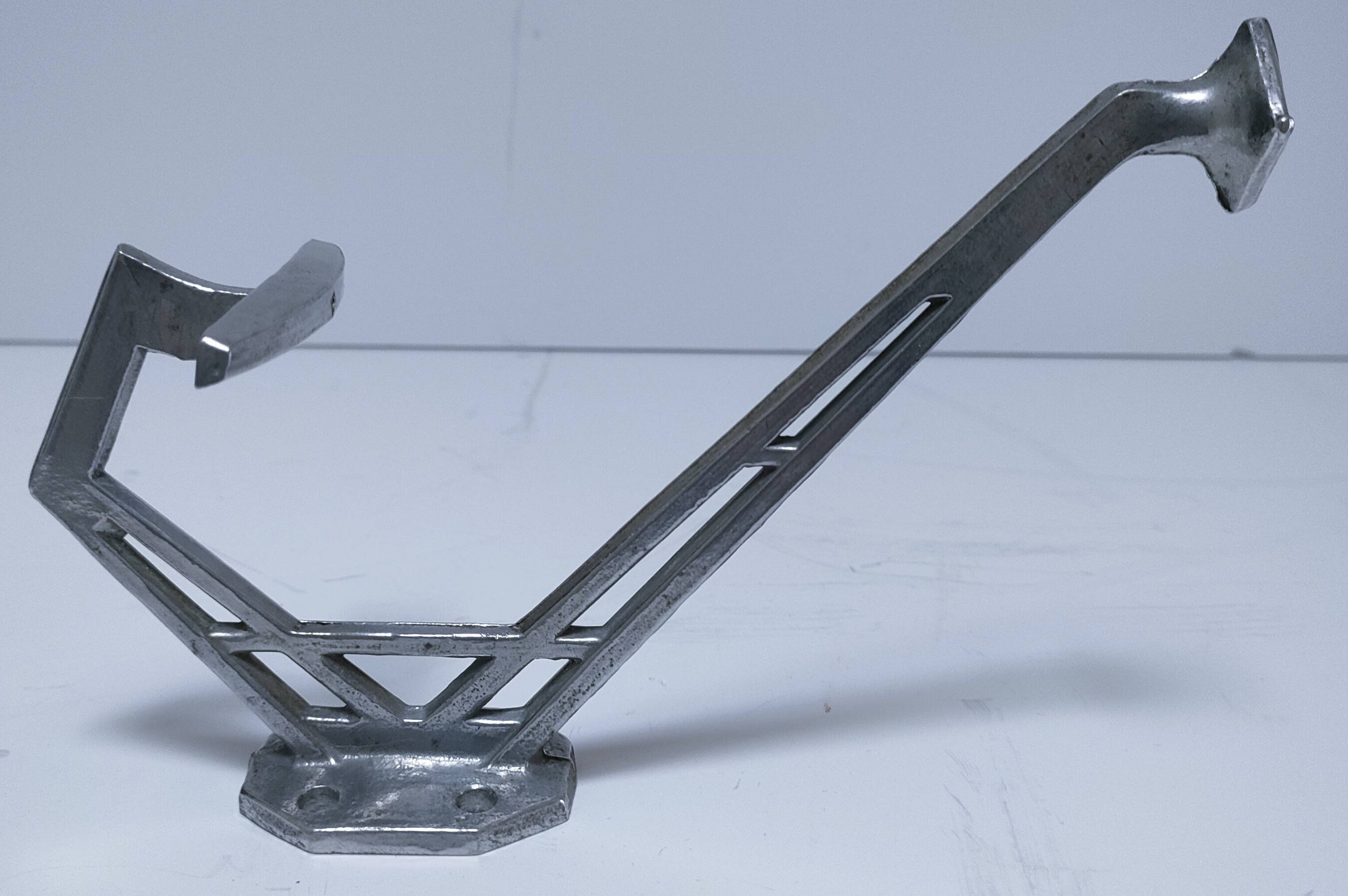 Three brass, chrome, aluminum hooks, early 20th century