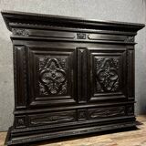 Renaissance style blackened wood sideboard or valet cupboard circa 1850