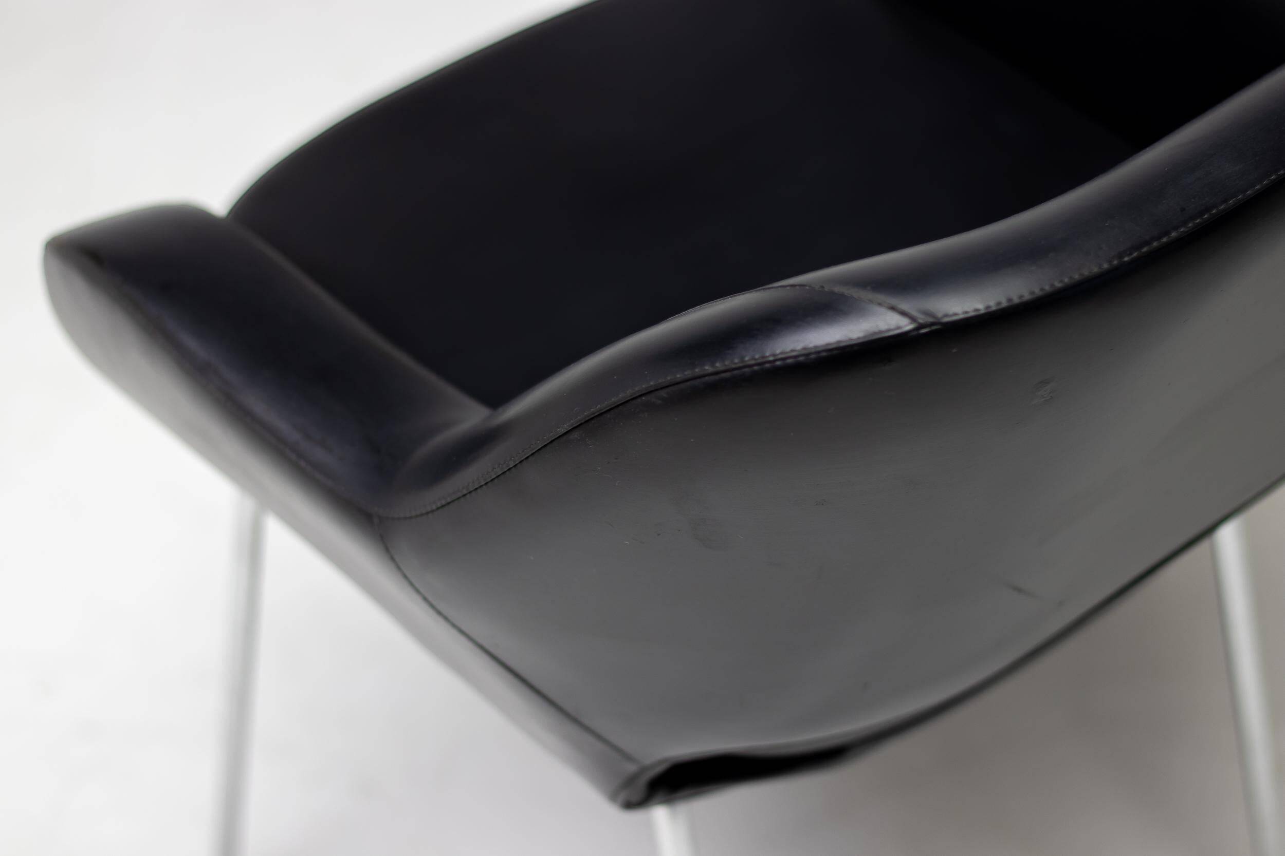 Kilta chair in black Naugahyde by Olli Mannermaa for Martela Oy, Finland, 1960