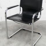 Bauhaus 1970s cantilever armchair in black leather