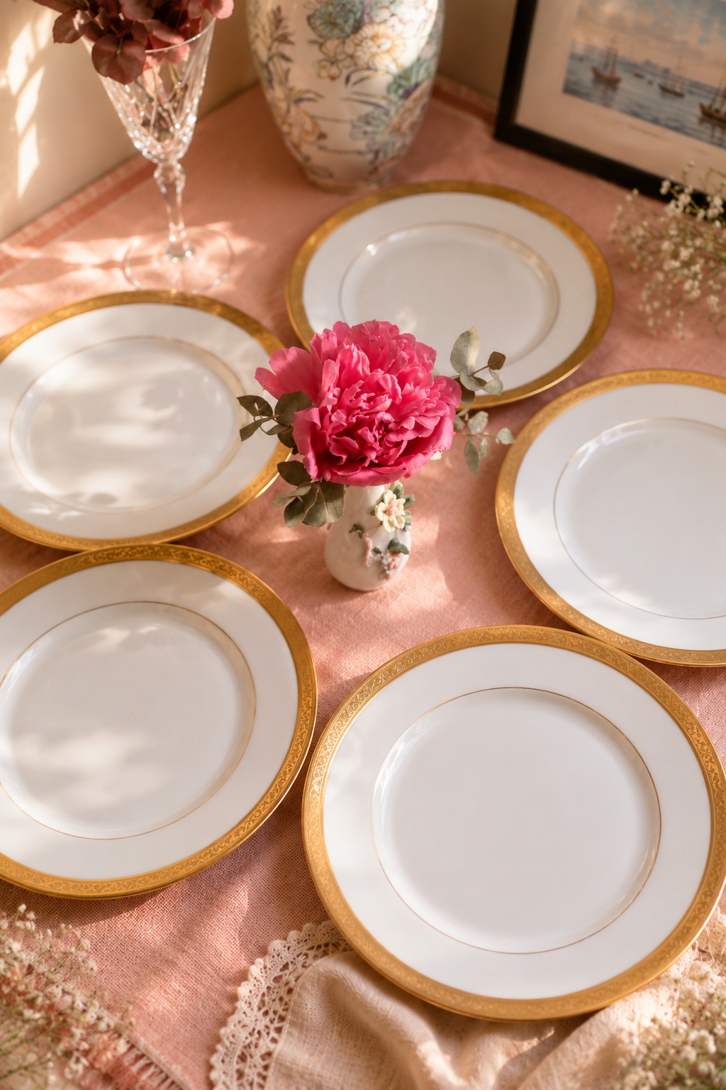 Lot de 5 assiettes Limoges rue de paradis