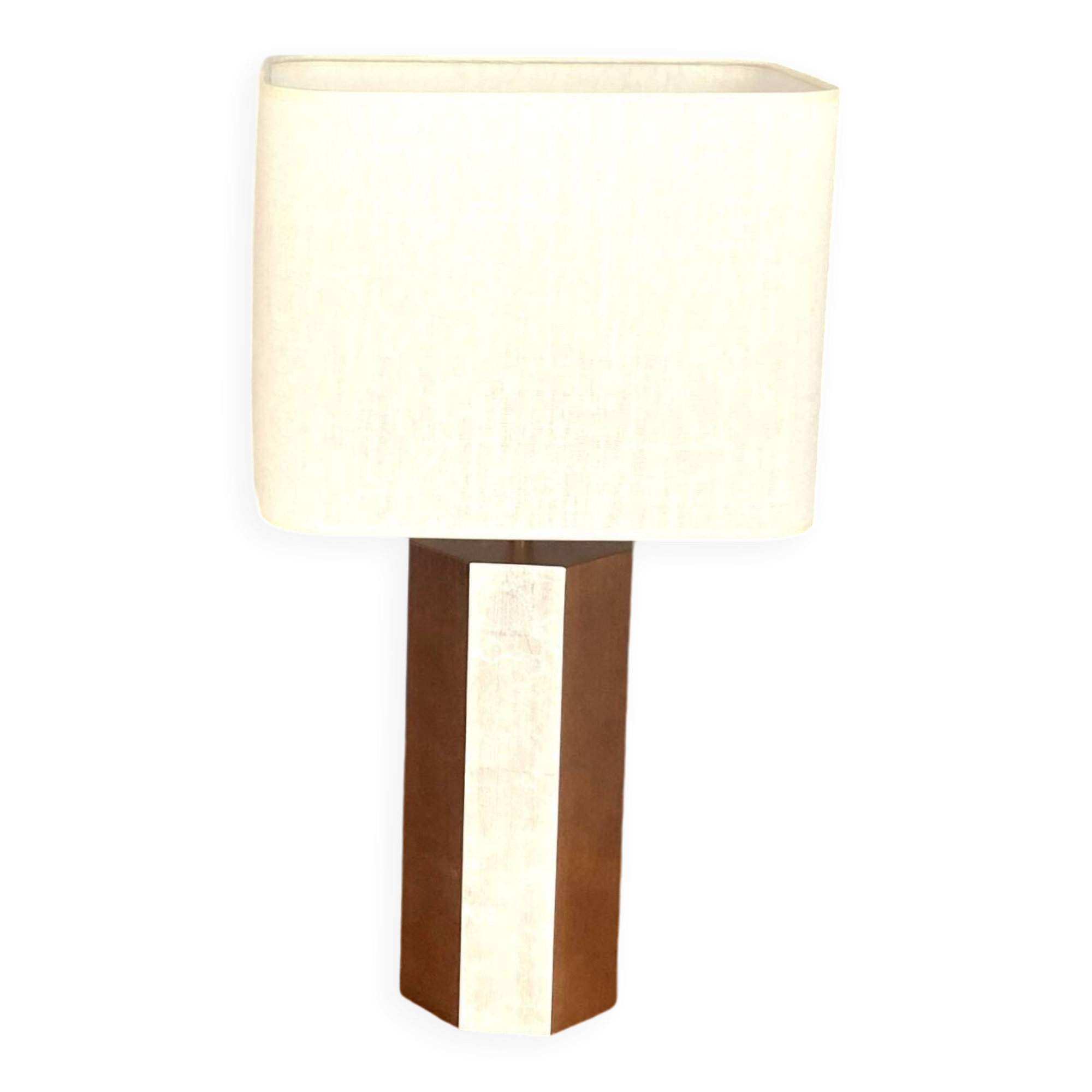 Lampe La Luco finition vernis noyer & or blanc
