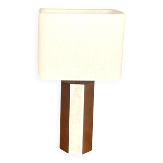 La Luco lamp with walnut varnish and white gold finish
