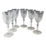 Set of 6 Large Red Wine Glasses. Bohemian Crystal. Diamond-tipped.
