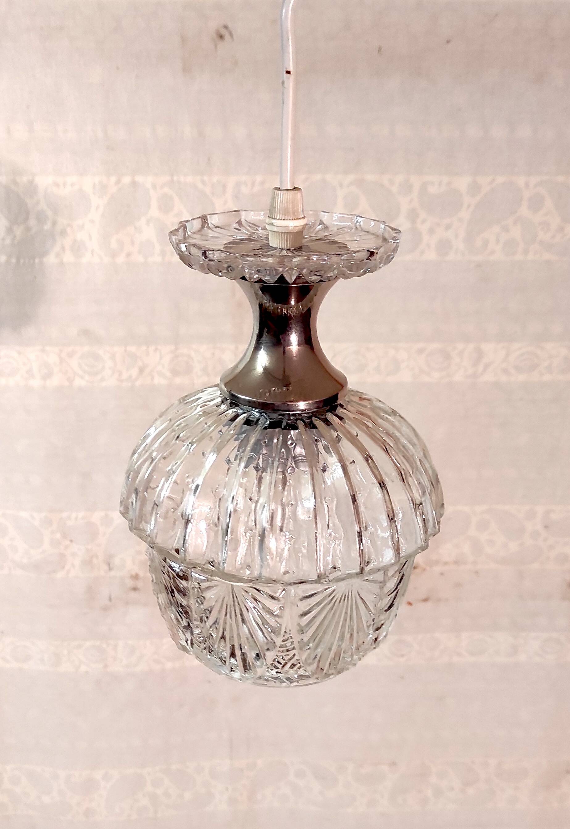 Glass and chrome metal suspension - mid 20th century