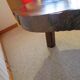 Tripod coffee table - solid okoumé wood - organic shape - brutalist style