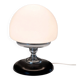 Vintage white opaline mushroom lamp with chrome base — 1970s