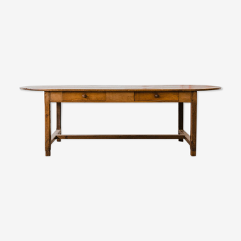 Grande table ovale en bois 4 tiroirs