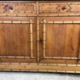 Bamboo-style pine sideboard and marble top early nineteenth century