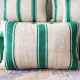 Emerald striped Moroccan living room set with pouf.