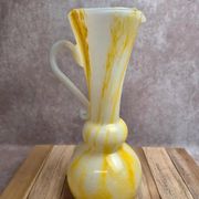 Large yellow and white blown glass pitcher from Italy – 1960s/70s