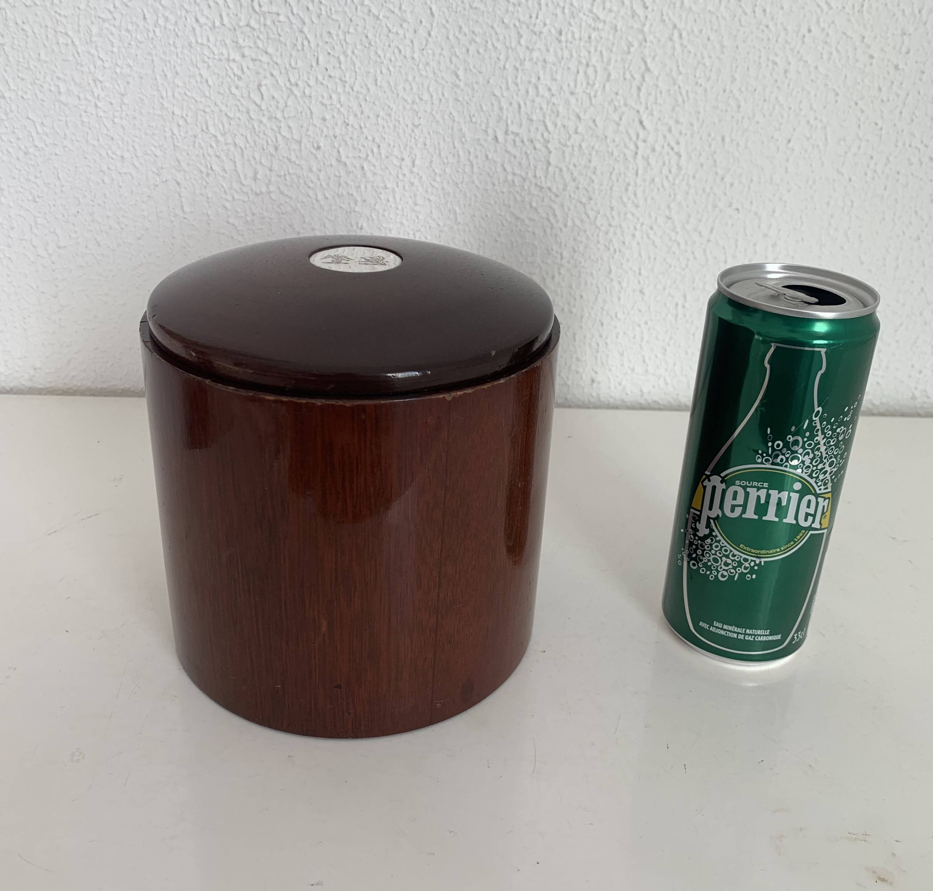 Vintage tobacco pot 1960 wooden snuff box with Stewart crest - 15 x 14 cm