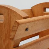 Mid-century Magazine Rack in full oak, France 1960s