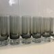 Set of black smoked glasses with large bubbles from the 1970s.