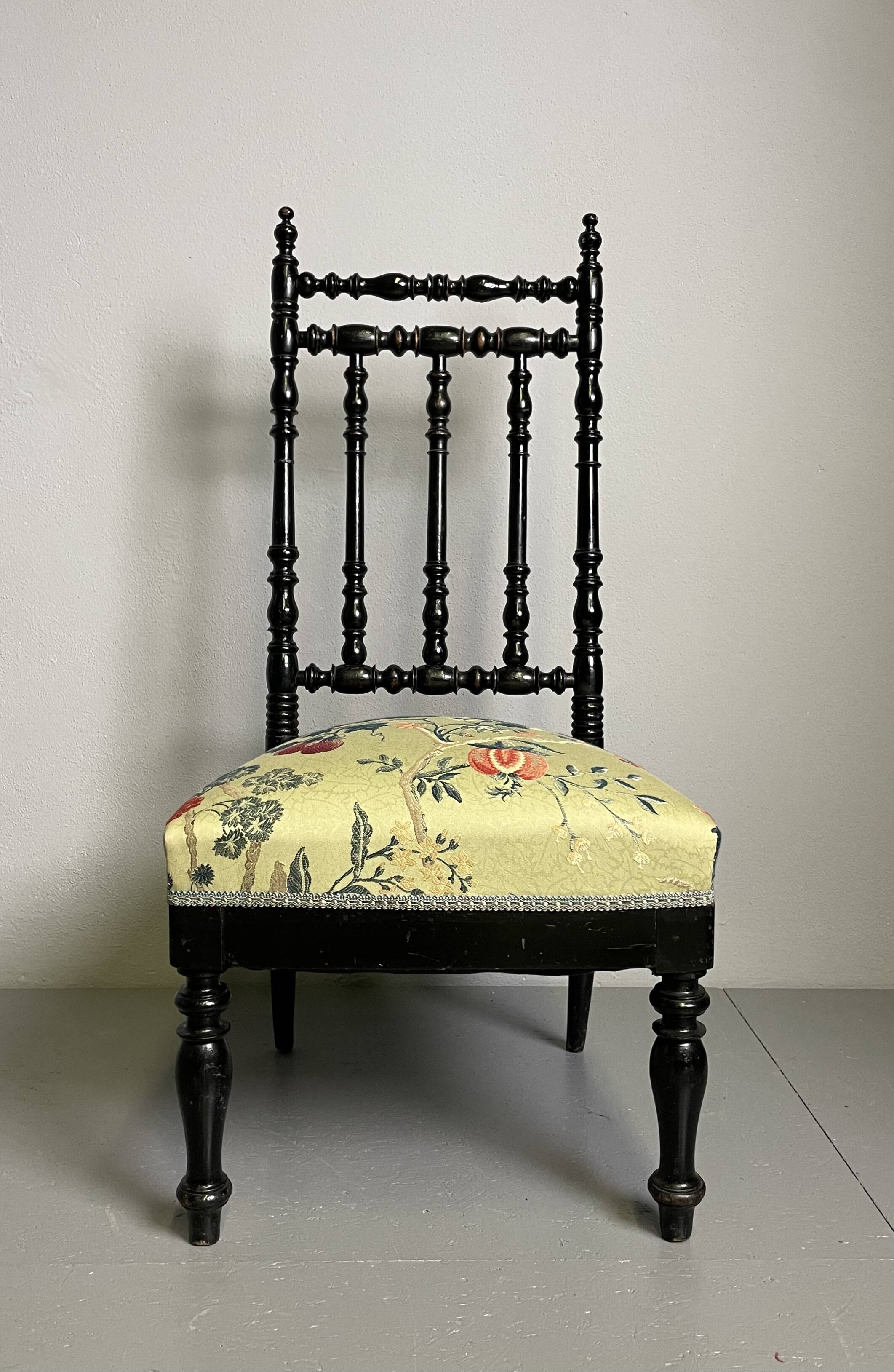 Antique Parlor Chair with Nobilis Floral Fabric