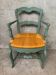 Country armchair in straw, green, perfect condition