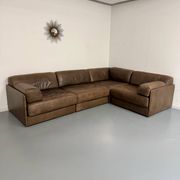 Canapé d’angle modulable DS-76 en cuir marron design De Sede année 80 