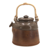 Stoneware teapot by Pierre Digan with bamboo handle, La Borne, 1960s