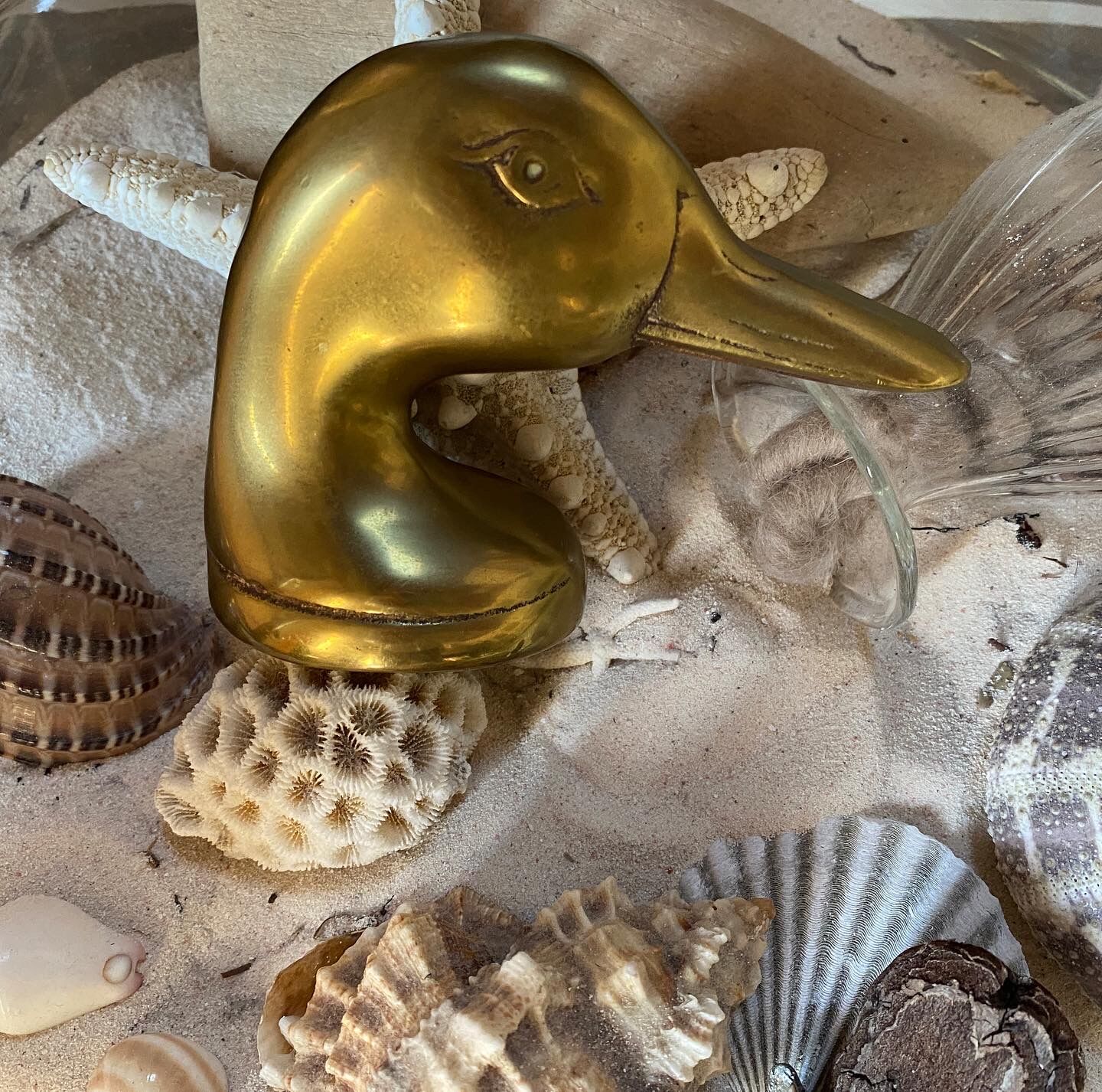 Décapsuleur "canard" en laiton doré vintage