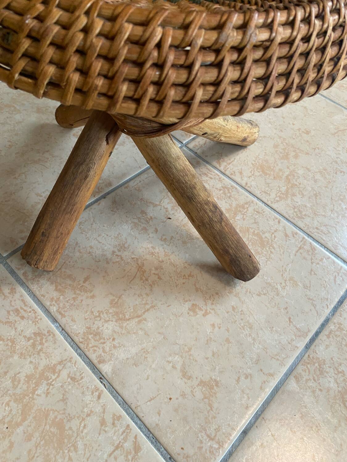 Rattan plant stand stool