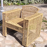 Armchair in metal and braided rope, 1980