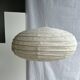 Large oval flat Japanese-style suspension in rattan and natural linen H35 D60.