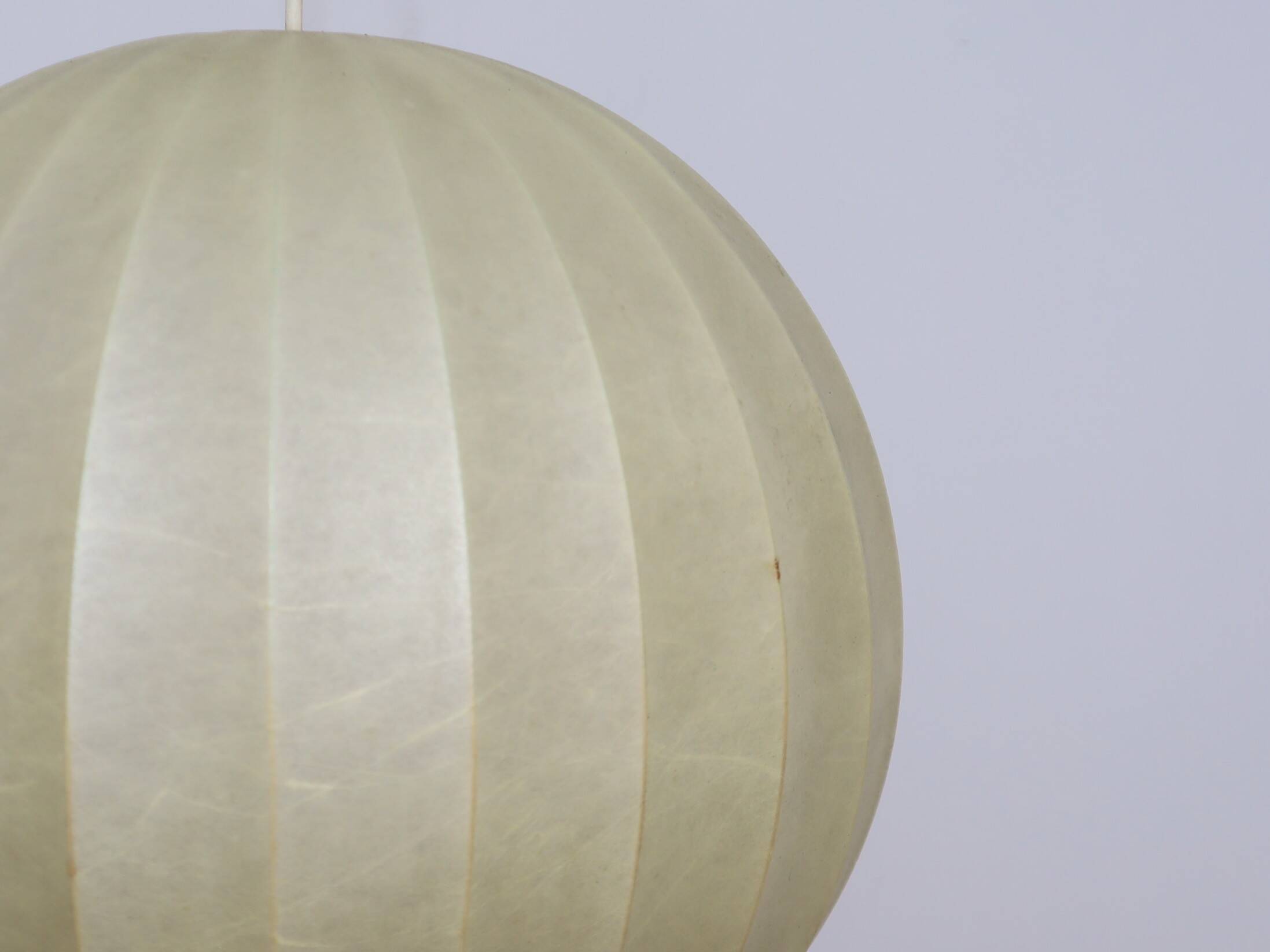 1970s Italian Cocoon Globe Pendant Lamp with teak details