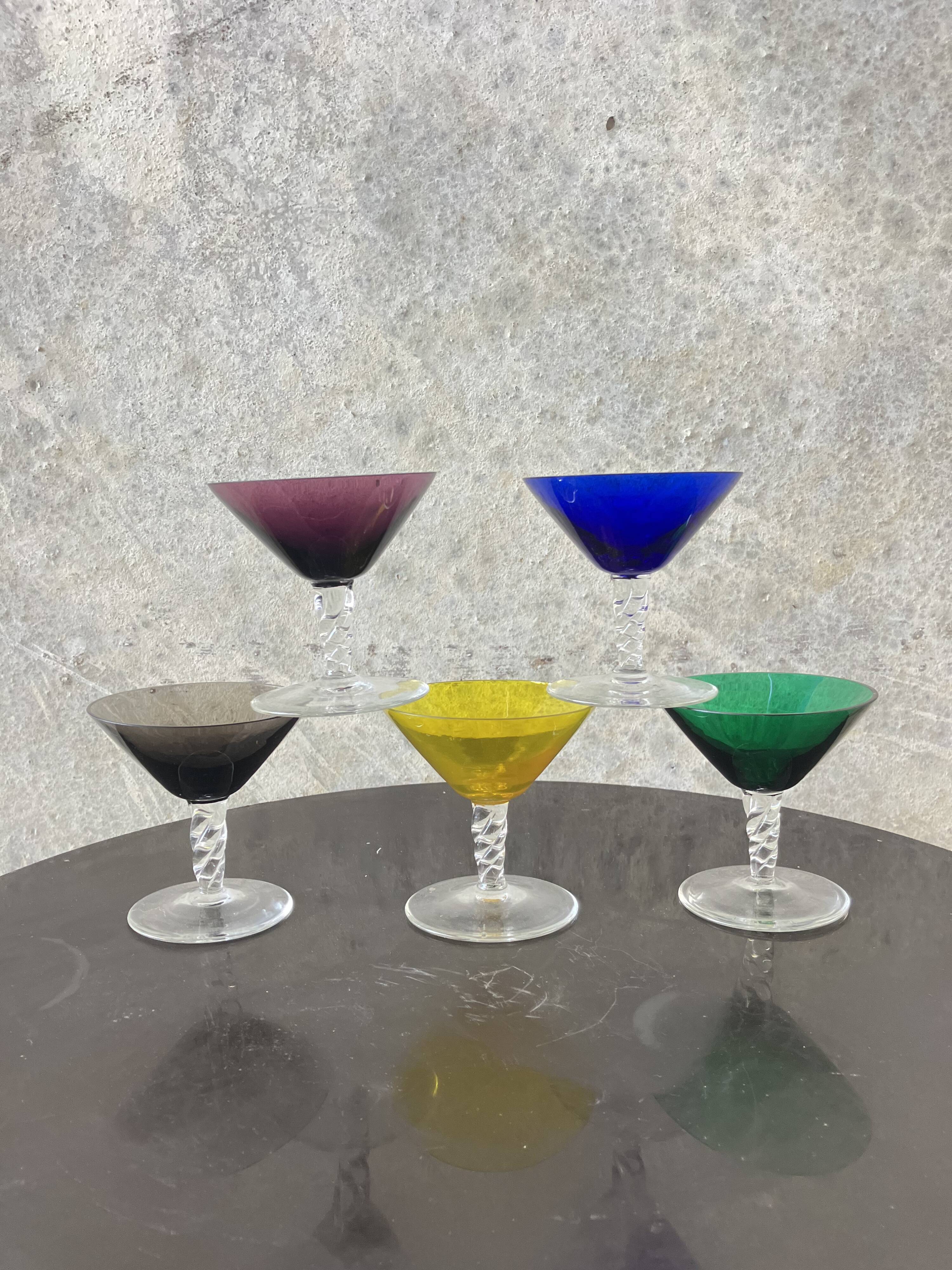 vintage 1970s martini glass set