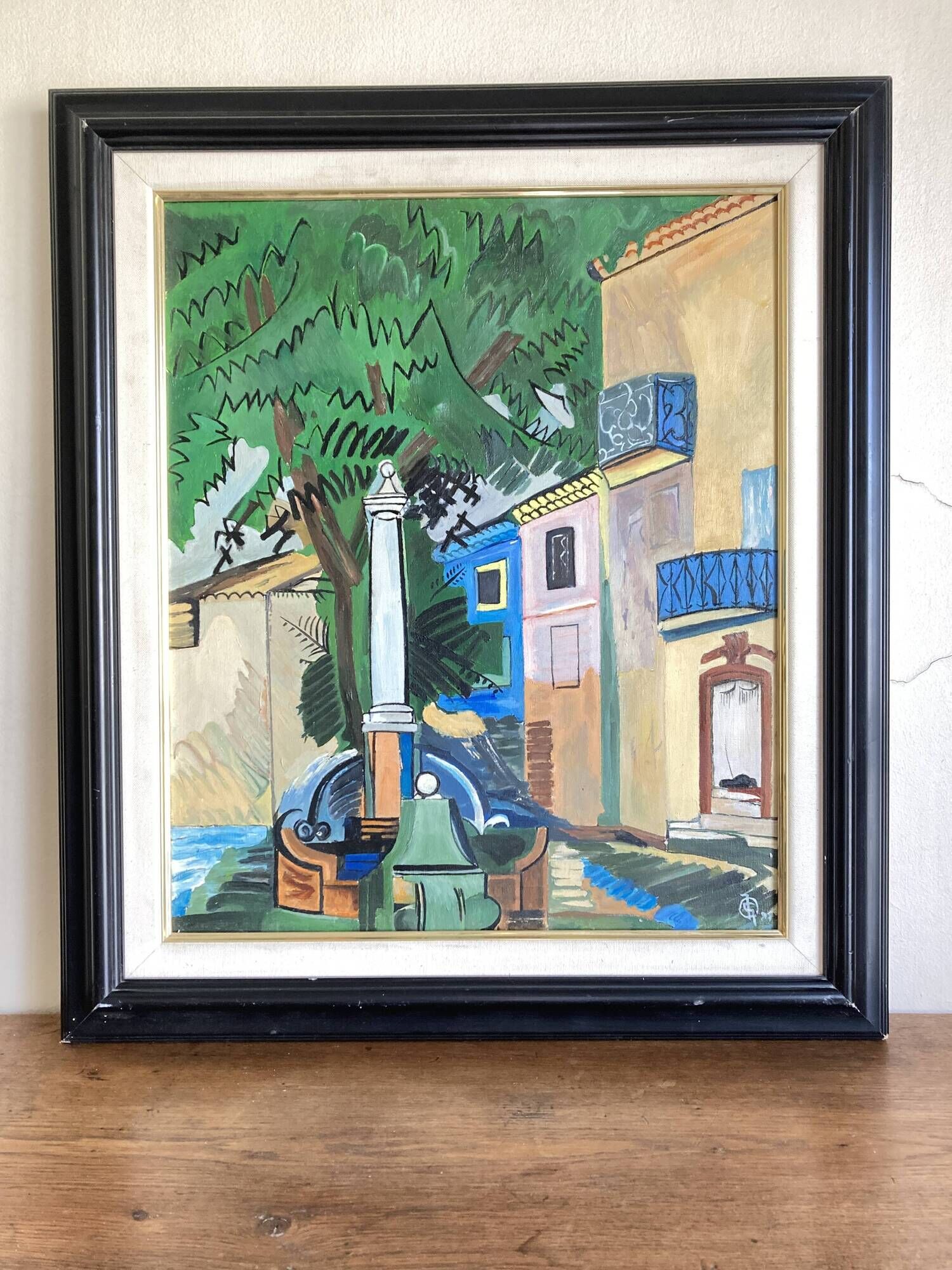 Huile sur toile La fontaine de Vence de Dufy 1921