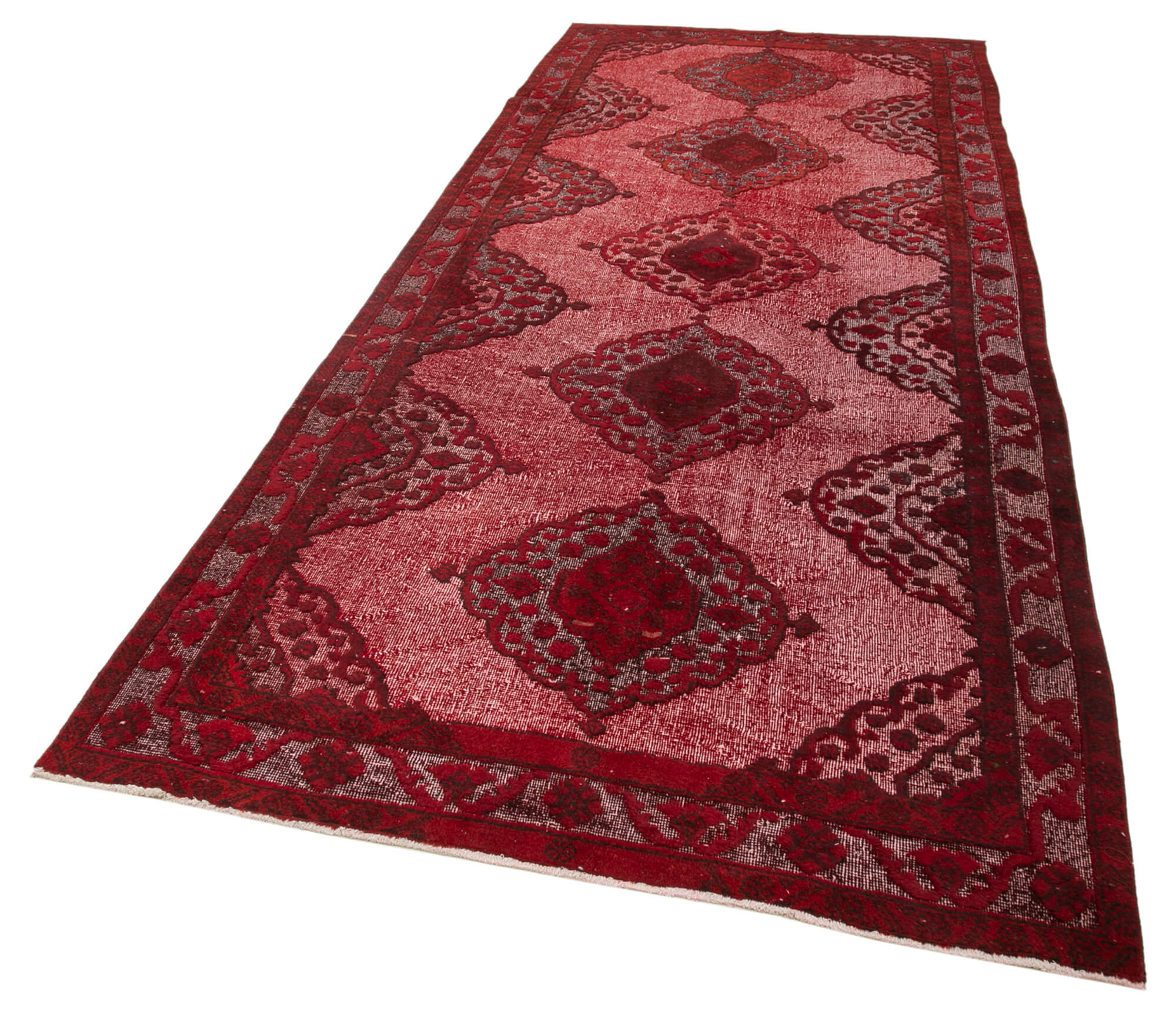 Handmade contemporary oriental 1980s 151 cm x 370 cm red rug
