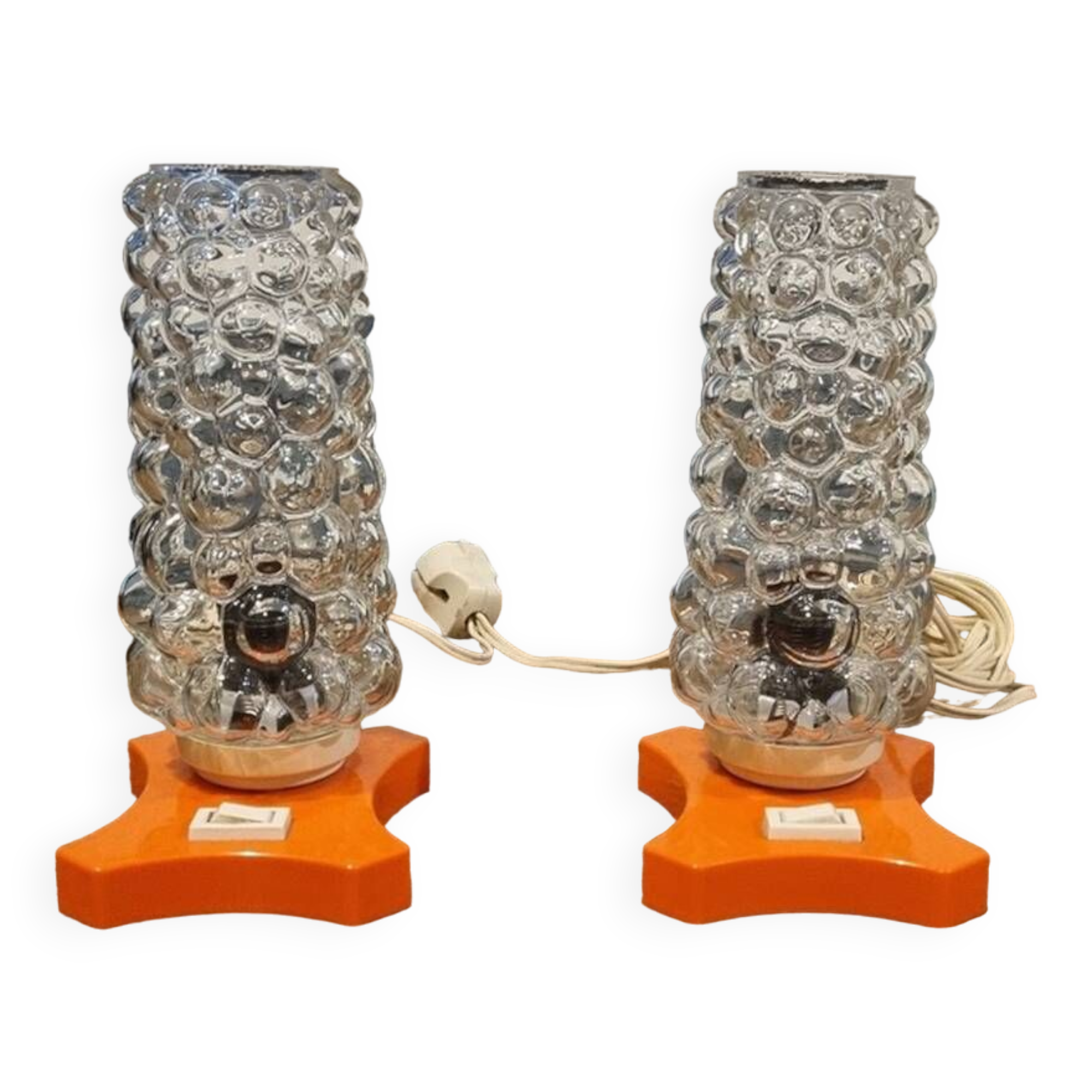 Paire de lampes à poser psychédélique Hawill, vintage, années 70.