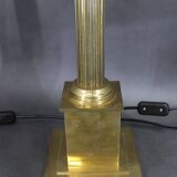 1940s Pair of Italian Restored Brass Table Lamps with Glass Shades