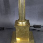 1940s Pair of Italian Restored Brass Table Lamps with Glass Shades