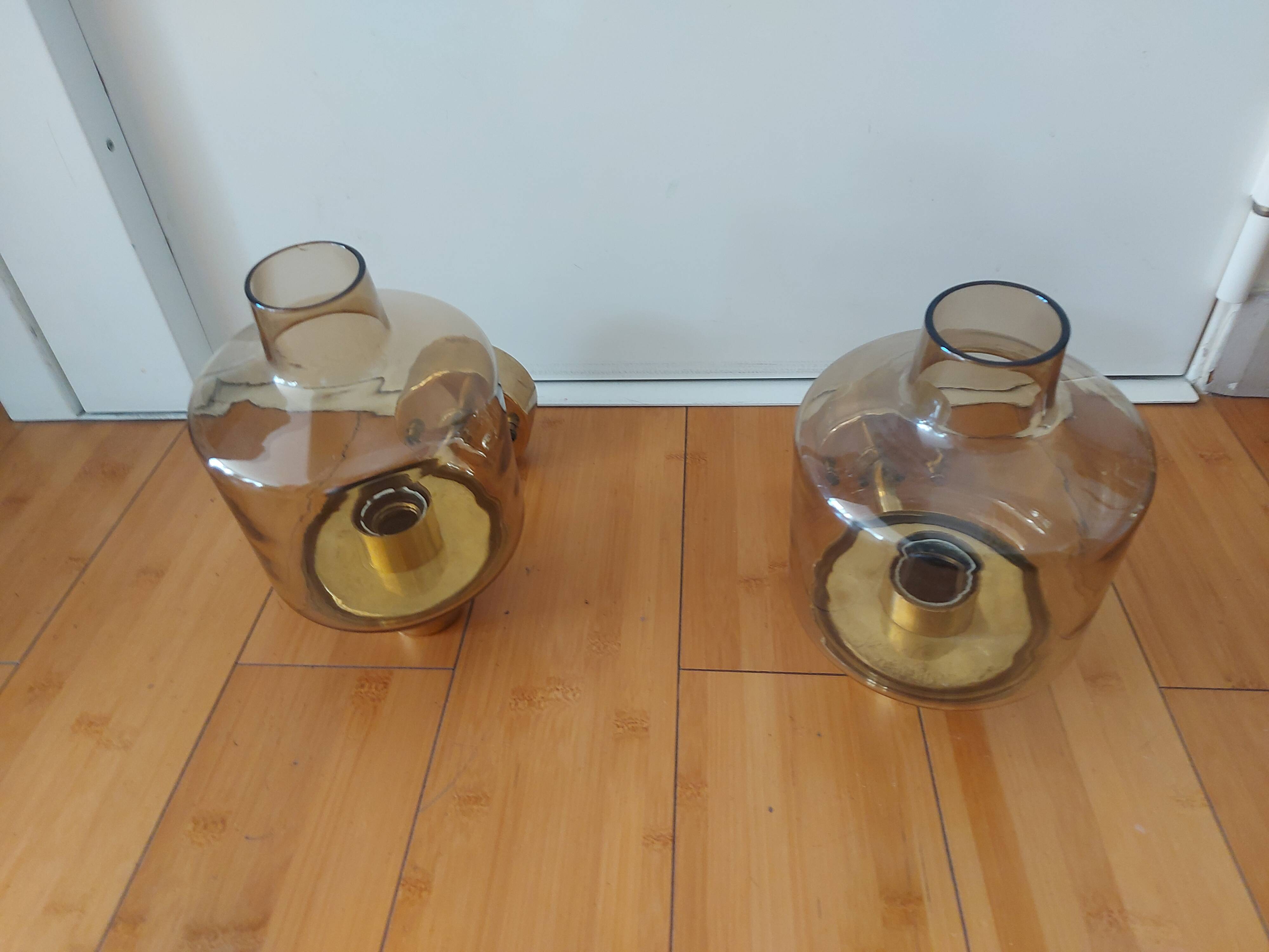 Pair of 60'S brass wall lamps, Hans Agne Jakobsson, model V212A