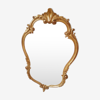 Miroir style Louis XV en bois sculpté doré 90x58cm