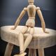 Tabouret vachet tripode bois massif clair