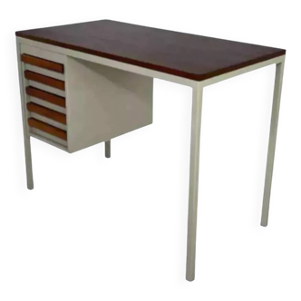 1950s industrial desk in metal and rosewood