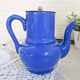 Small vintage cobalt blue ceramic teapot