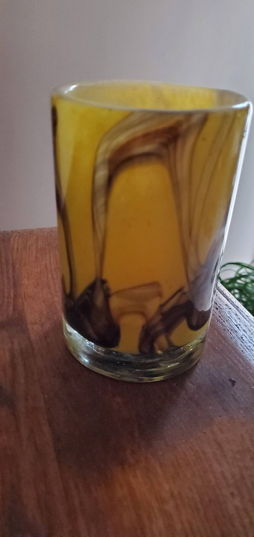 Yellow glass vase