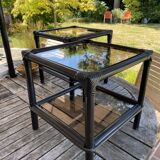 Paire de table basse en rotin