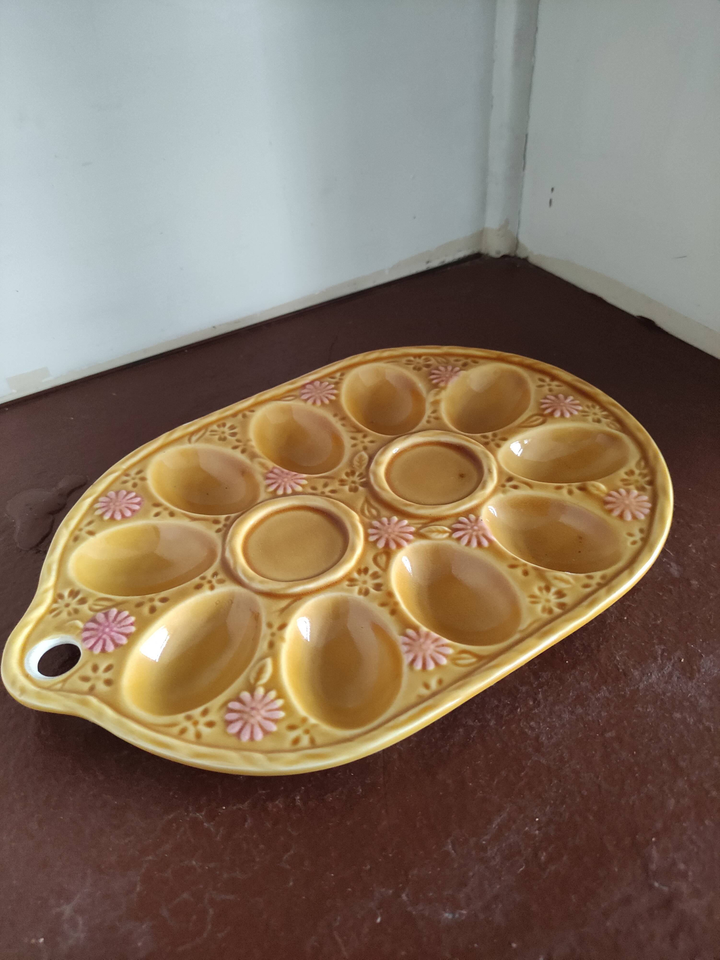 Vintage egg tray in glazed stoneware