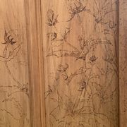 Parisian cabinet glazed raw wood nymphs and carved art nouveau decorations