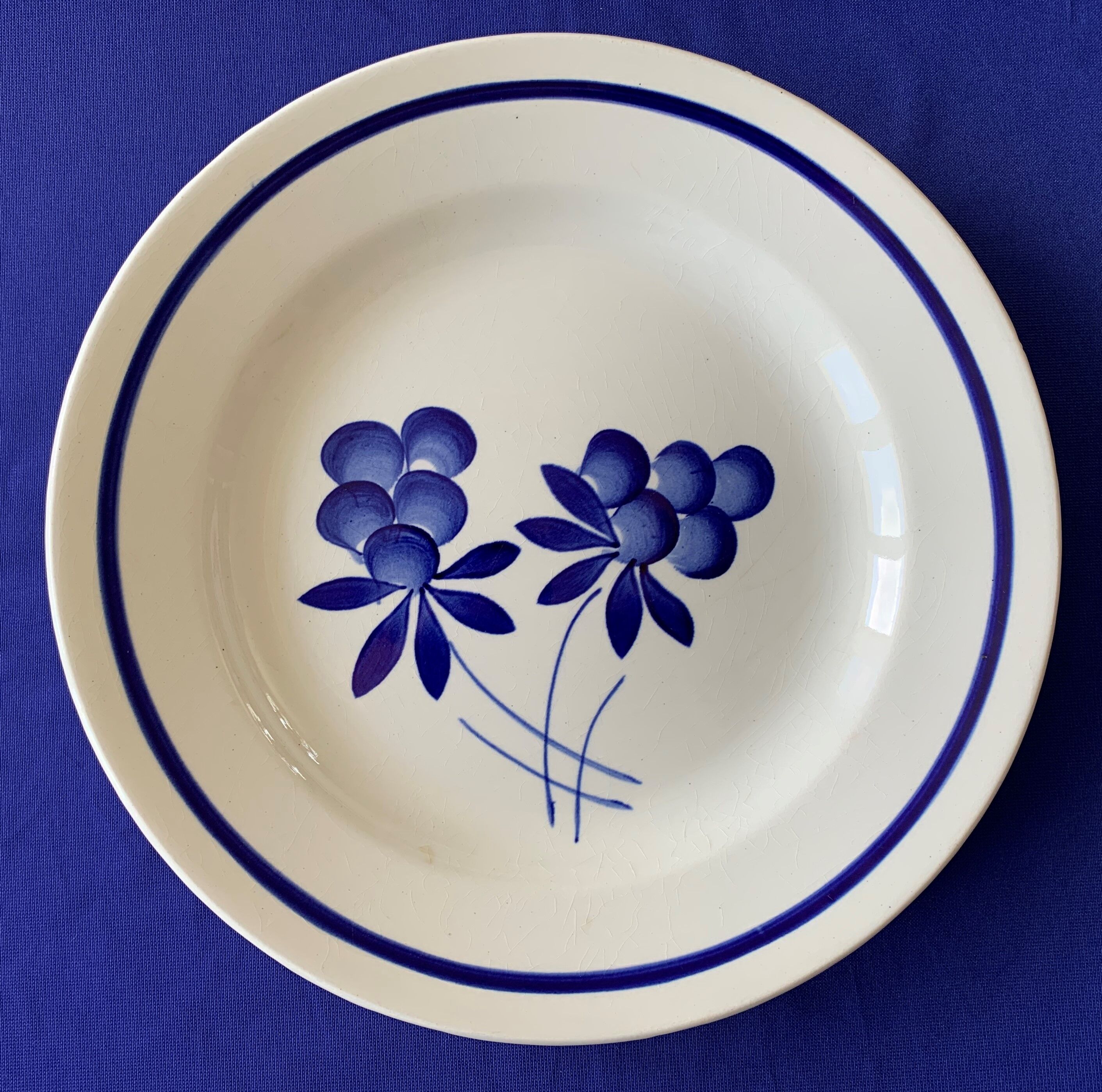 7 flat antique plates in Gien earthenware