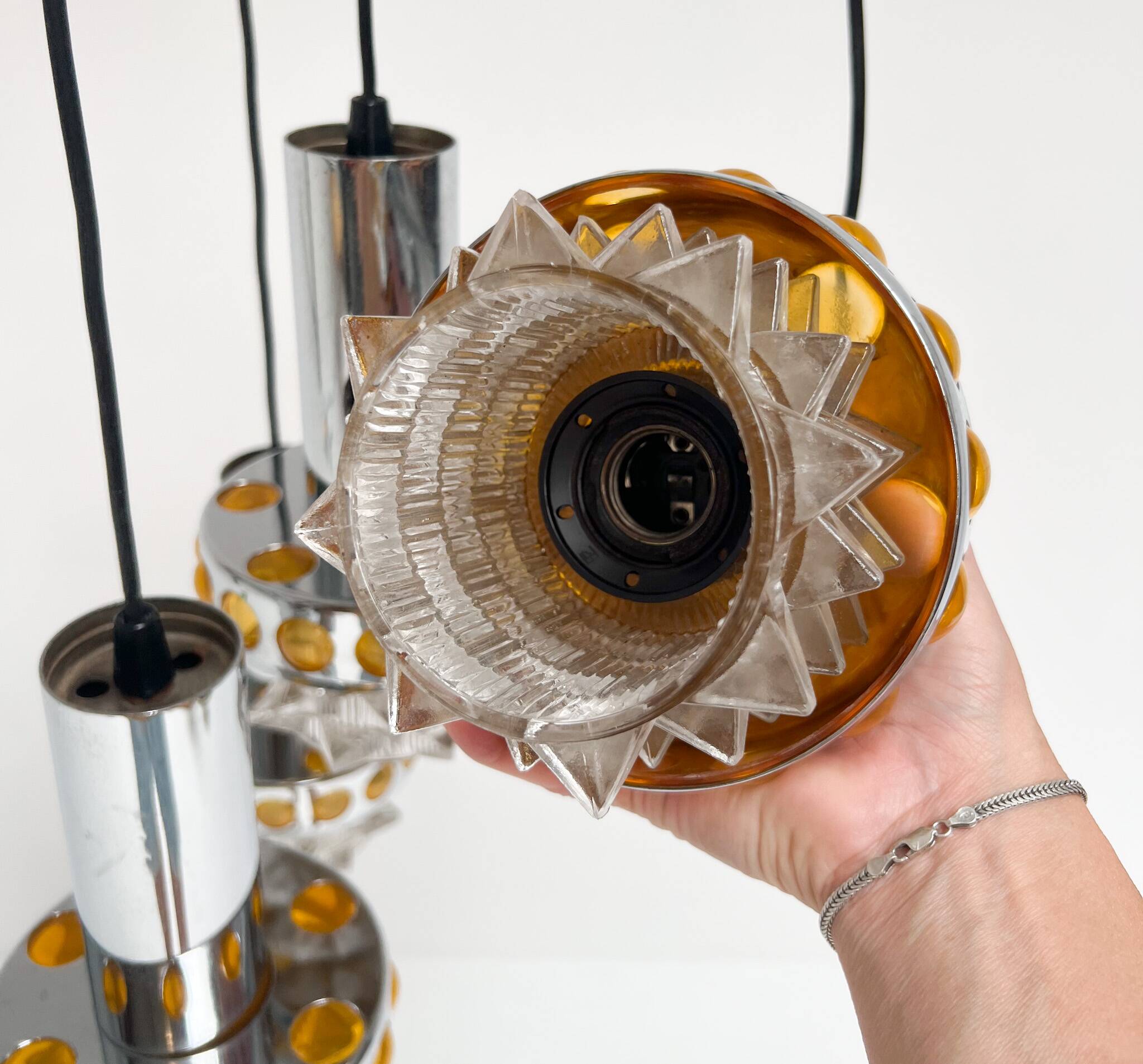 Solid Cascade chandelier with 4 lights, 1970s