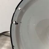 Old oval enamelled industrial hanging lamp