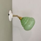Vintage tulip wall lamp in clichy glass green mint