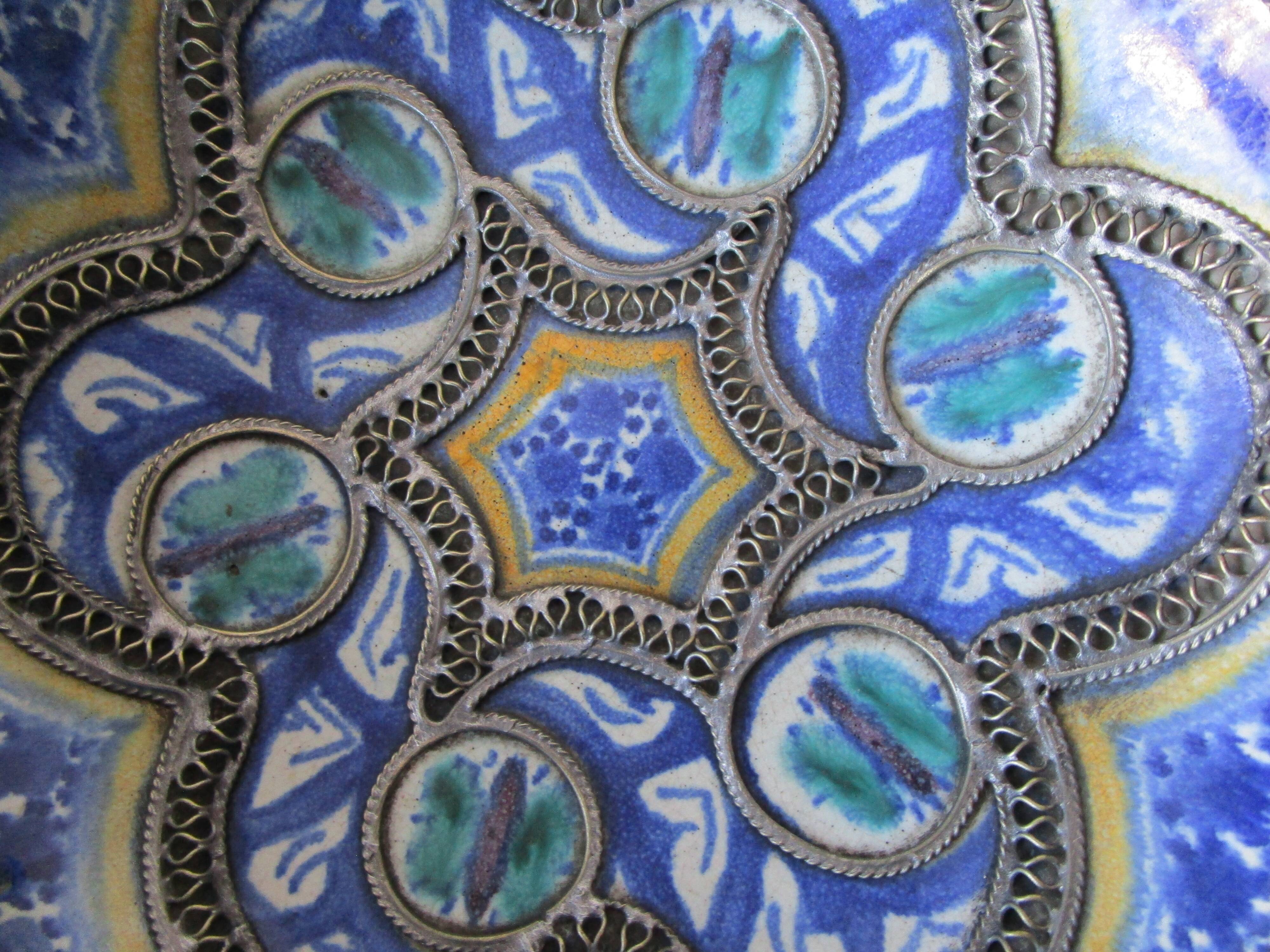 Duo of antique plates in filigree Hispano Moorish ceramics