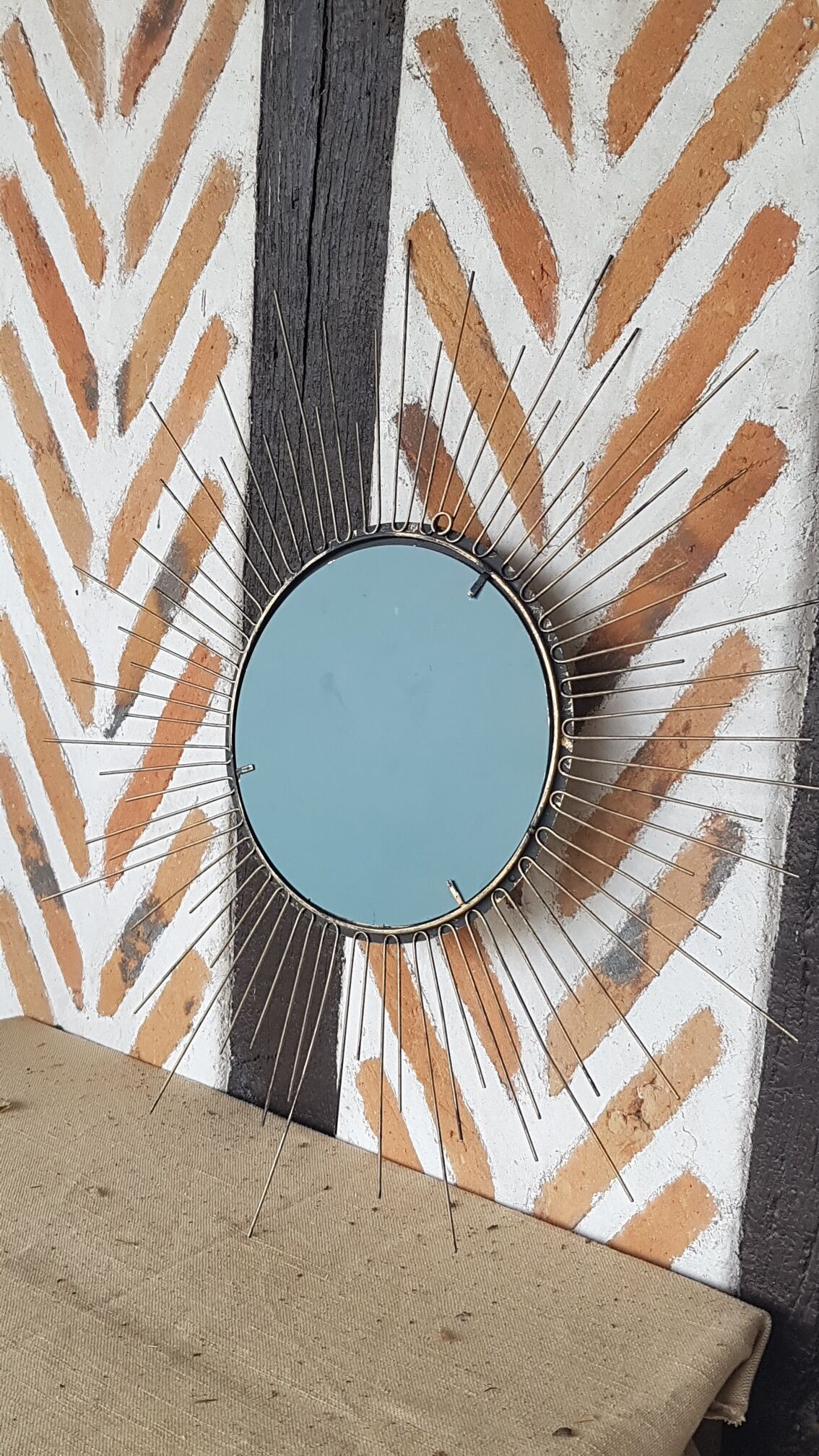 Mirror sun golden metal 60cm