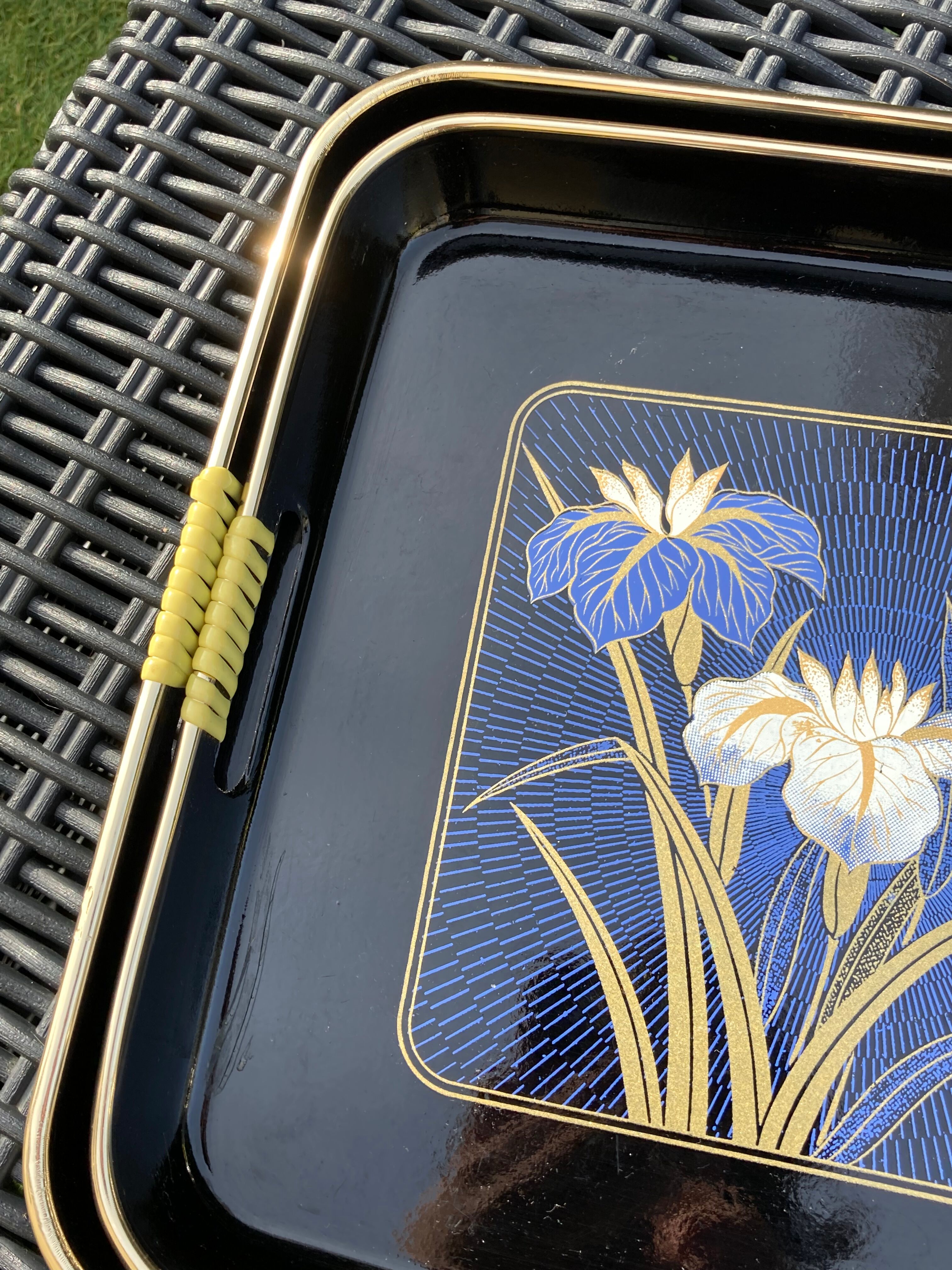 Vintage black lacquered trays