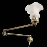 Vintage Brass and Molded Frosted Glass Articulated Wall Sconce - Style A
